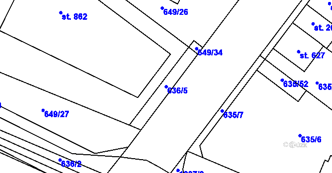 Parcela st. 636/5 v KÚ Držovice na Moravě, Katastrální mapa