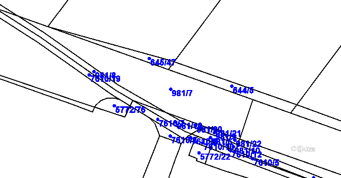 Parcela st. 981/7 v KÚ Držovice na Moravě, Katastrální mapa
