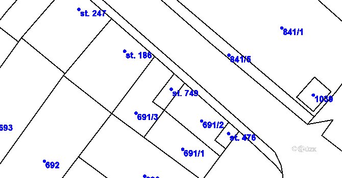 Parcela st. 749 v KÚ Držovice na Moravě, Katastrální mapa