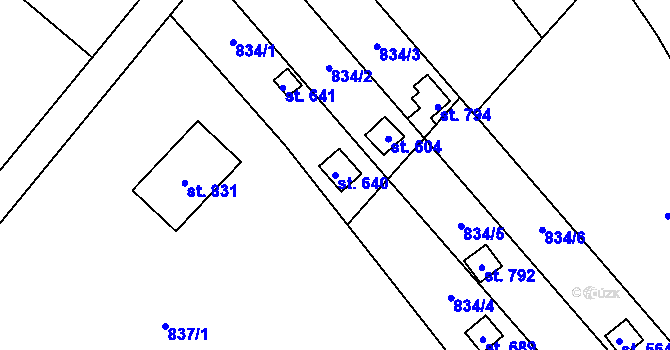 Parcela st. 640 v KÚ Držovice na Moravě, Katastrální mapa
