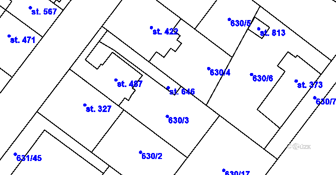 Parcela st. 646 v KÚ Držovice na Moravě, Katastrální mapa