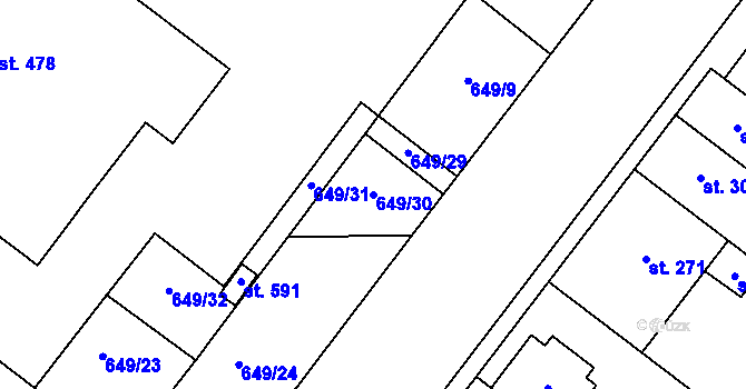 Parcela st. 649/30 v KÚ Držovice na Moravě, Katastrální mapa