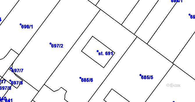 Parcela st. 691 v KÚ Držovice na Moravě, Katastrální mapa
