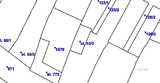 Parcela st. 53/2 v KÚ Držovice na Moravě, Katastrální mapa
