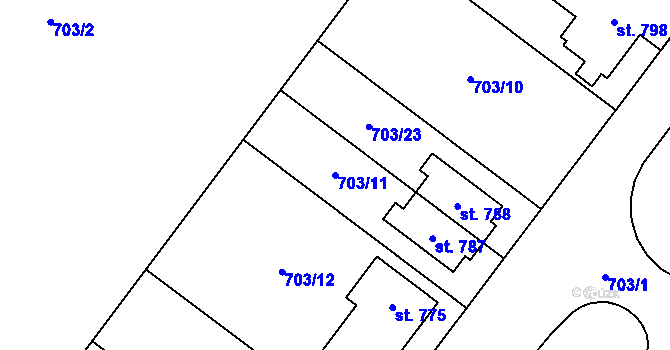Parcela st. 703/11 v KÚ Držovice na Moravě, Katastrální mapa