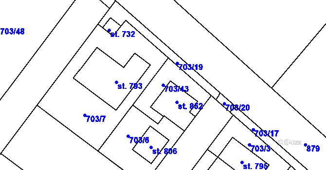 Parcela st. 703/43 v KÚ Držovice na Moravě, Katastrální mapa