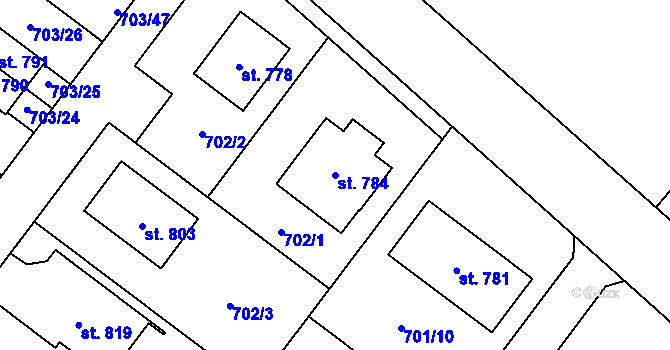 Parcela st. 784 v KÚ Držovice na Moravě, Katastrální mapa