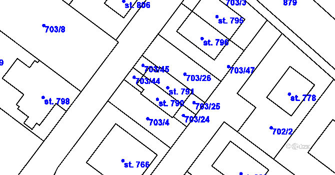 Parcela st. 791 v KÚ Držovice na Moravě, Katastrální mapa