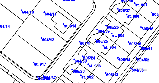 Parcela st. 604/1 v KÚ Držovice na Moravě, Katastrální mapa