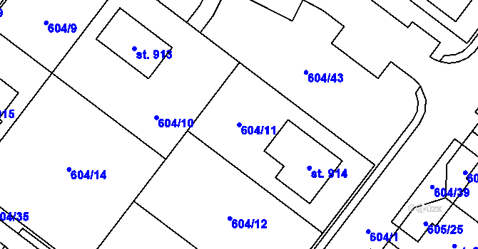Parcela st. 604/11 v KÚ Držovice na Moravě, Katastrální mapa