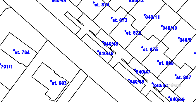 Parcela st. 840/46 v KÚ Držovice na Moravě, Katastrální mapa