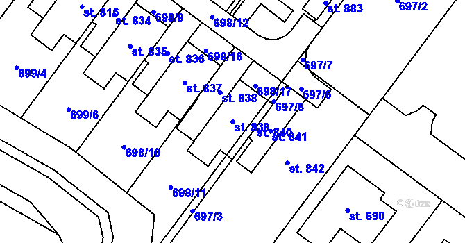 Parcela st. 839 v KÚ Držovice na Moravě, Katastrální mapa