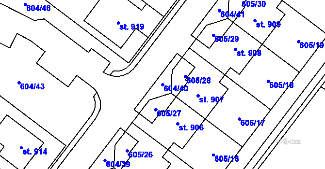 Parcela st. 604/40 v KÚ Držovice na Moravě, Katastrální mapa