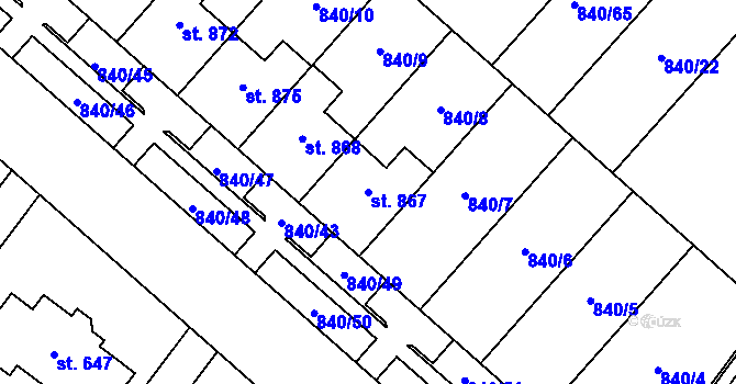 Parcela st. 867 v KÚ Držovice na Moravě, Katastrální mapa