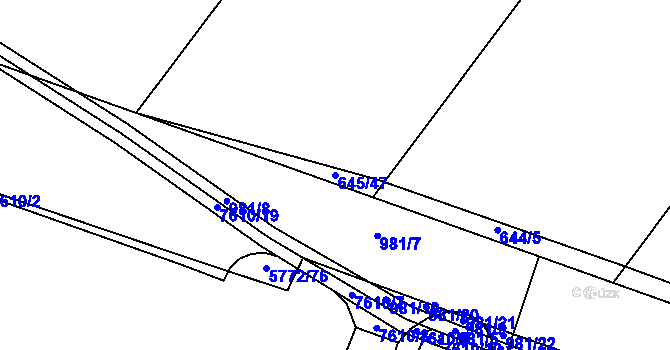Parcela st. 645/47 v KÚ Držovice na Moravě, Katastrální mapa