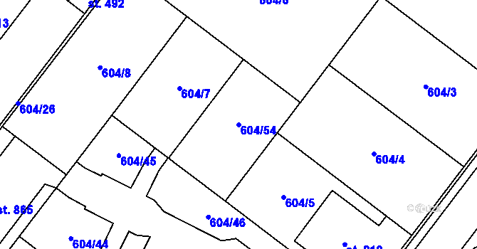 Parcela st. 604/54 v KÚ Držovice na Moravě, Katastrální mapa