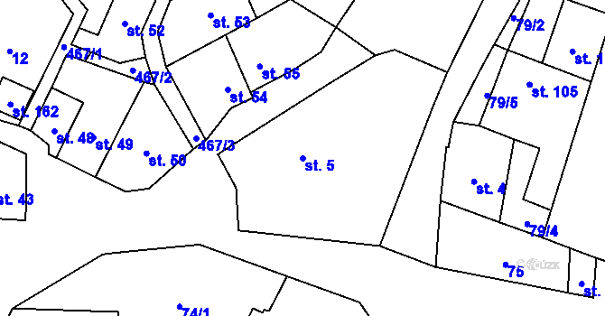 Parcela st. 5 v KÚ Dřemčice, Katastrální mapa