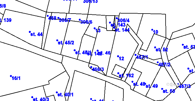 Parcela st. 46 v KÚ Dřemčice, Katastrální mapa