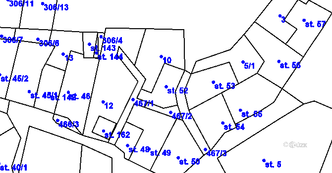 Parcela st. 52 v KÚ Dřemčice, Katastrální mapa