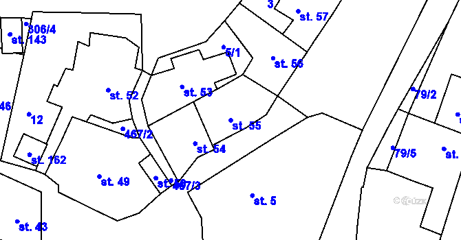 Parcela st. 55 v KÚ Dřemčice, Katastrální mapa