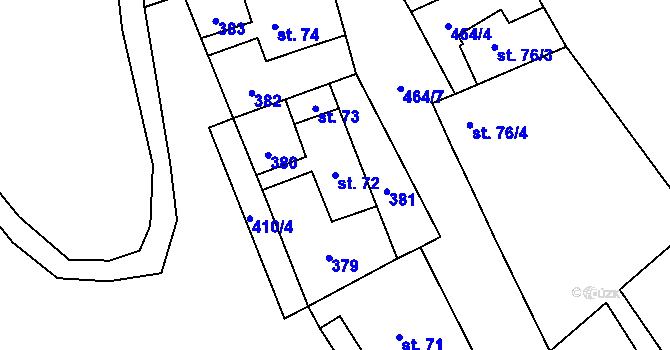 Parcela st. 72 v KÚ Dřemčice, Katastrální mapa