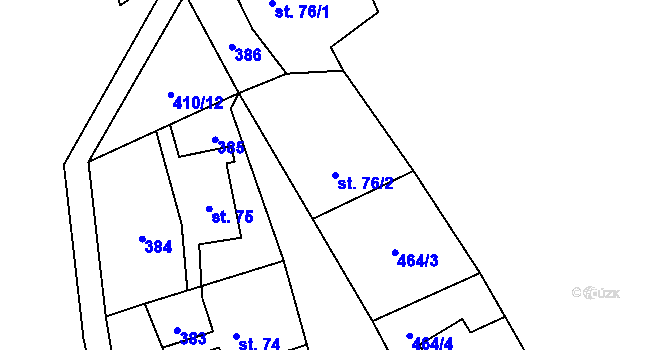Parcela st. 76/2 v KÚ Dřemčice, Katastrální mapa