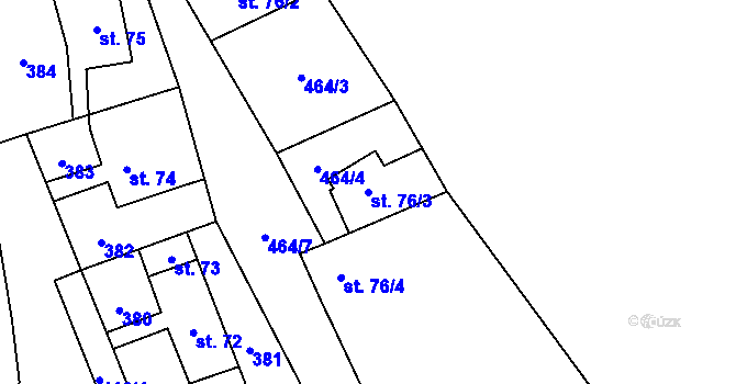 Parcela st. 76/3 v KÚ Dřemčice, Katastrální mapa
