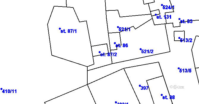 Parcela st. 87/2 v KÚ Dřemčice, Katastrální mapa