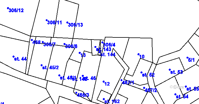 Parcela st. 144 v KÚ Dřemčice, Katastrální mapa