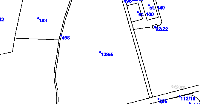 Parcela st. 139/5 v KÚ Dřemčice, Katastrální mapa