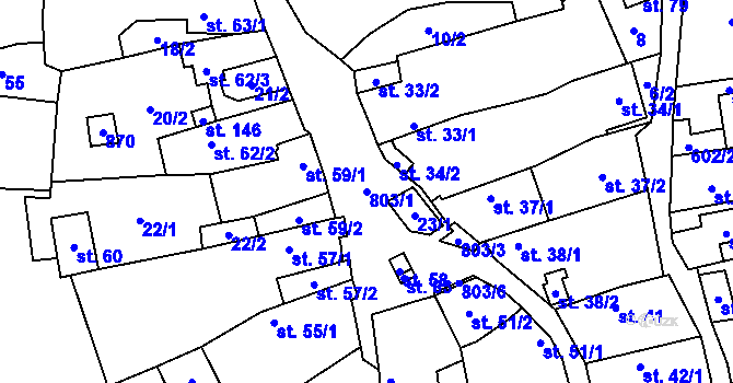 Parcela st. 803/1 v KÚ Chrášťany u Dřemčic, Katastrální mapa
