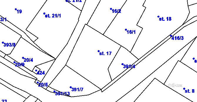 Parcela st. 17 v KÚ Třibřichy, Katastrální mapa