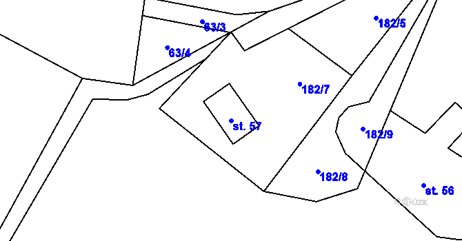 Parcela st. 57 v KÚ Třibřichy, Katastrální mapa