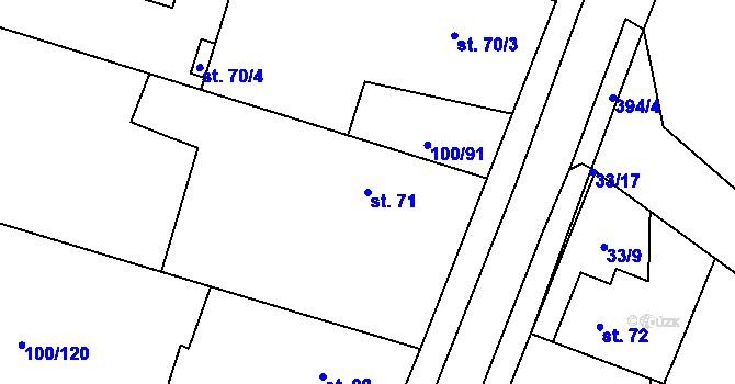 Parcela st. 71 v KÚ Třibřichy, Katastrální mapa