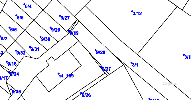 Parcela st. 9/28 v KÚ Třibřichy, Katastrální mapa