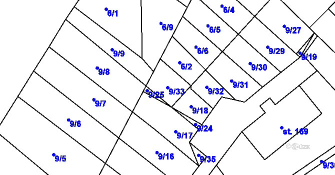 Parcela st. 9/33 v KÚ Třibřichy, Katastrální mapa