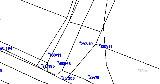 Parcela st. 297/10 v KÚ Třibřichy, Katastrální mapa