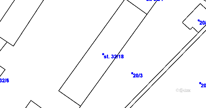 Parcela st. 32/18 v KÚ Třibřichy, Katastrální mapa