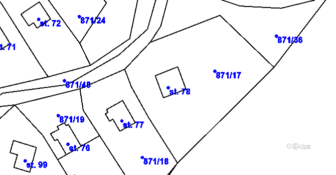 Parcela st. 78 v KÚ Dřešín, Katastrální mapa