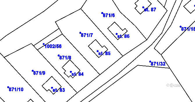 Parcela st. 85 v KÚ Dřešín, Katastrální mapa