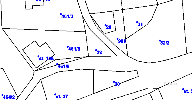 Parcela st. 28 v KÚ Dřešín, Katastrální mapa