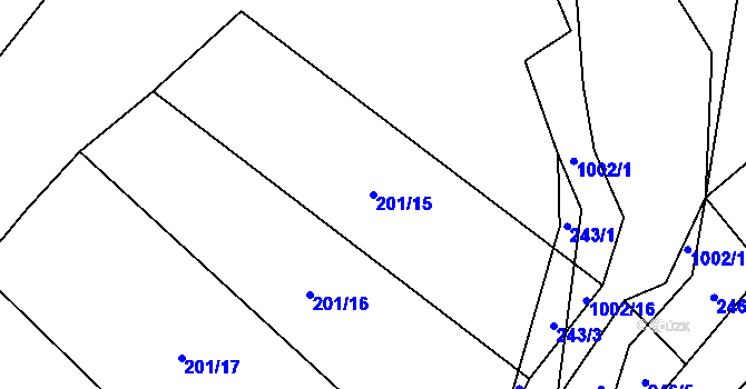 Parcela st. 201/15 v KÚ Dřešín, Katastrální mapa