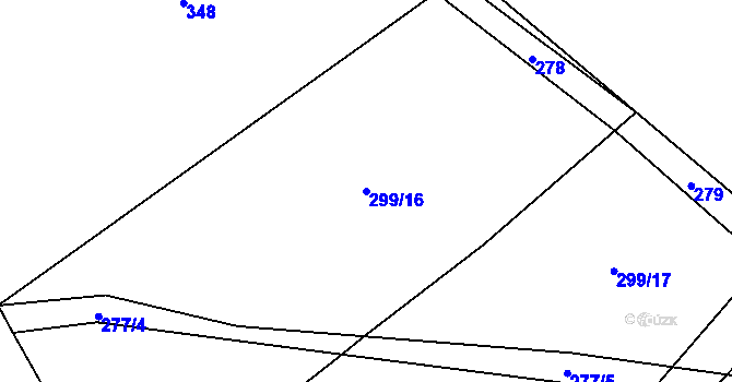 Parcela st. 299/16 v KÚ Dřešín, Katastrální mapa