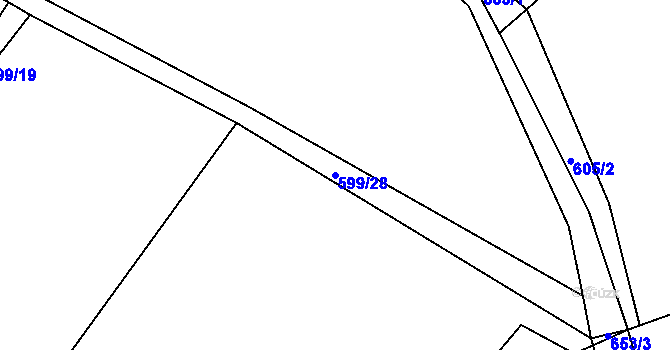 Parcela st. 599/28 v KÚ Dřešín, Katastrální mapa