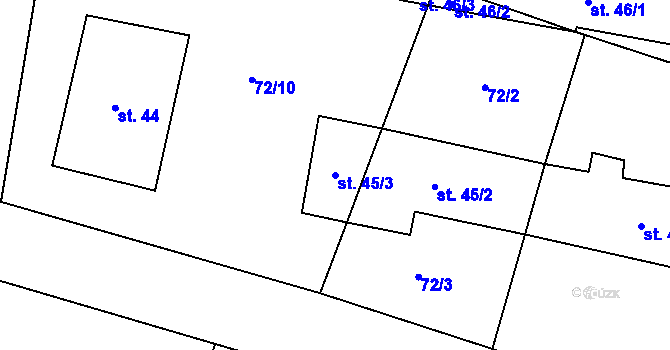 Parcela st. 45/3 v KÚ Dřešínek, Katastrální mapa