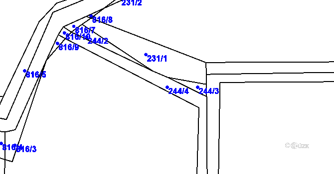 Parcela st. 244/4 v KÚ Dřešínek, Katastrální mapa