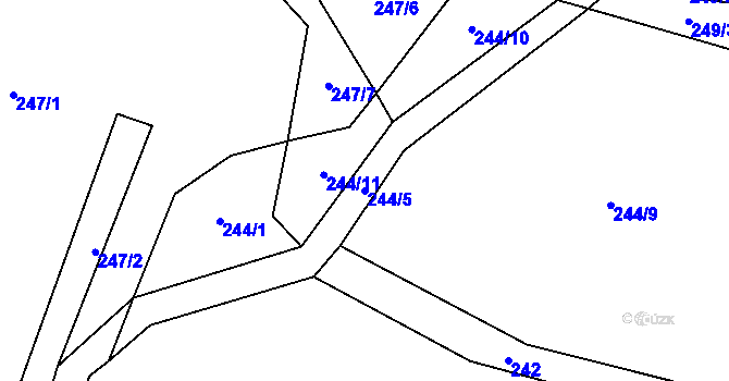 Parcela st. 244/5 v KÚ Dřešínek, Katastrální mapa