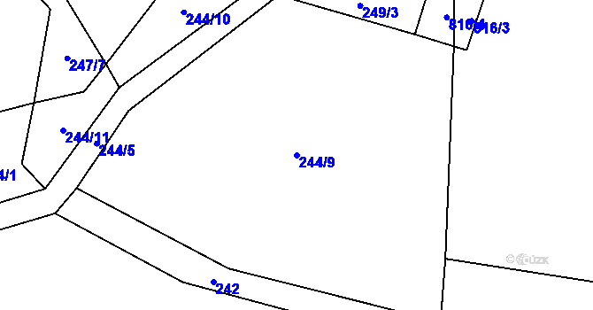 Parcela st. 244/9 v KÚ Dřešínek, Katastrální mapa