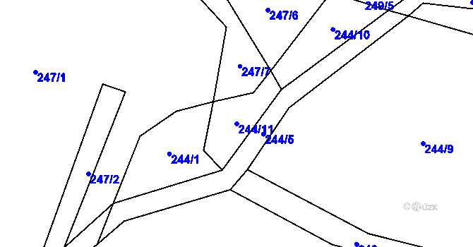 Parcela st. 244/11 v KÚ Dřešínek, Katastrální mapa
