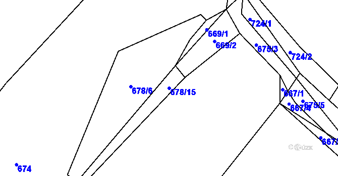 Parcela st. 678/15 v KÚ Dřešínek, Katastrální mapa